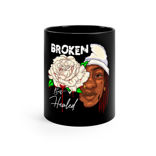 11oz Broken But Healed Black Mug
